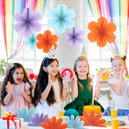 SUNBEAUTY 9 PCS Flower Party Decorations Paper Fans Classroom Decoration Paper Floral Backdrop Decor Paper Fans Decoration Hanging Paper Fans