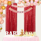 ShinyBeauty Red Sequin Curtains 8 Panels, 2FTx8FT - Dazzling Glitter Backdrop for Festive Events, Birthday Parties, and Christmas Decor, Sparkle Photo Background