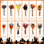 10/12/24/36 Pack Mini Dried Flowers for Vase Wedding Various Mini Bouquet Dried Small Wildflowers Natural Flowers Bulk for Crafts DIY Decor (12, Halloween Color2)