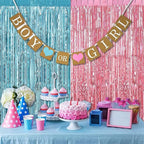4 Pack 3.2Ft x 6.6Ft Pink Blue Fringe Curtain Backdrop, Metallic Tinsel Foil Fringe Streamers Curtains Background for Photo Booth Wedding Gender Reveal Backdrop Boy or Girl Birthday Party Decoration