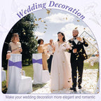 Moukeren 100 Pcs Spandex Chair Sashes Bows Bands Slider Sashes for Chair Covers Elastic Bands Ties Ribbon Decorations for Wedding Party Events Ceremony Birthday Banquet(Lavender Purple)