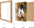 8.5x11 Picture Frame Set of 4, High Definition Real Glass Rustic Brown Frame, Wood Photo Frames 8.5 by 11 Diploma Document for Wall Hanging and Tabletop Display