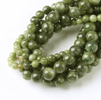 Matcha Green Jade Stone Beads Gemstone Round Crystal Energy Jade Beads Stone Beads for Jewelry Making DIY Bracelet Necklace Jewelry Making 1 Strand 15.5inch 60PCS 6MM