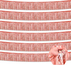 6 Pack 10 Feet Rose Gold Foil Fringe Garland Metallic Tinsel Streamers Banner Wall Hanging Curtain Backdrop for Parade Floats, Birthday, Graduate, Mother's Day, Wedding Party Decoration