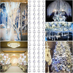 Crystal Acrylic Gems Bead Garland Strands, KinHom 16 Feet Hanging Clear 14mm Daimond Beads Chain Garlands for Manzanita Tree Centerpiece, Chandelier Bead Lamp Chain, Christmas/Wedding Party Decoration