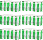 6 Pack 29x108 Inch Silver Green Metallic Foil Fringe Tinsel Table Skirts for Rectangle Tables Streamer Curtains Backdrop for Birthday, Parade Floats, Mardi Gras, St Patrick Day Party Decoration