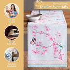 Maison d' Hermine Table Runner 100% Cotton Double Layer Table Runners 72 inches Long Decorative for Home Kitchen Dining Party Wedding Bridal Shower Spring Summer (Blossoms in Spring, 14.50" x 72")