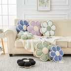 Flower Pillow, Soft Flower Decorative Throw Pillow, Cute Daisy Flower Shaped Seating Floor Cushion Room Décor Plush Pillows for Sofa Couch Bed (13.7 Inch, Black)