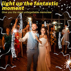 50 Pcs Wedding Fairy Wands with Bells Foil Tinsel Ribbon Stick Wands Tinsel Party Streamers with Bell Glittery Bridal Wedding Send Off Ideas Holiday Celebration (Silver)