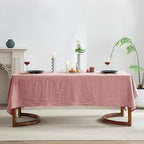 EVERLY 100% Pure Linen Rectangle Tablecloths 60x84Inches for Dining,Buffet Parties,Picnic,Events,Weddings and Restaurants,Decorative Halloween,Thanksgiving Machine Washable Tablecloths-Muddy Pink