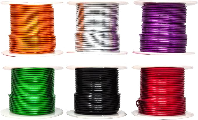 Mandala Crafts 12 14 16 18 20 22 Gauge Anodized Jewelry Making Beading Floral Colored Aluminum Craft Wire Wholesale Combo 6 rolls (14 Gauge, Combo 3)