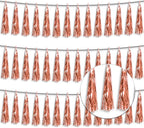 3P Metallic Fringe Tassel Banner Garland Foil Tinsel Streamer Wall Hanging Curtain Backdrop Banner for Parade Floats,Graduation Decorations, Wedding Party Decoration(Rose Gold)