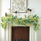 Mizii Yellow Artificial Flower Garland 6FT Fake Poppy Floral Garland Hanging Vines Spring Summer Flowers Decorations for Mantle Table Centerpieces Room Wall Fireplace Wedding Decor (Yellow)