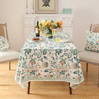 patdrea Designer Green Long Rectangle Table Cloth,Vintage Italian Floral Country Linen Breathable Tablecloth,Decor Cover for Kitchen Dining,Christmas,Tea Party,Thanksgiving,63"x102"-Tree Life