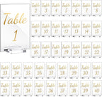 40 Pack Gold Acrylic Wedding Table Numbers 1-40 Clear Stand with Calligraphy Holders - 4 x 6 Inch Acrylic Table Signs for Wedding Reception Centerpieces