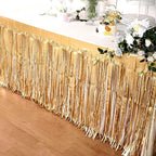 4 Pack 29x108 Inch Metallic Foil Fringe Tinsel Table Skirts for Rectangle Tables Streamer Curtains Backdrop for Christmas, Birthday, Parade Floats, Halloween Party Supplies(Champagne Gold)