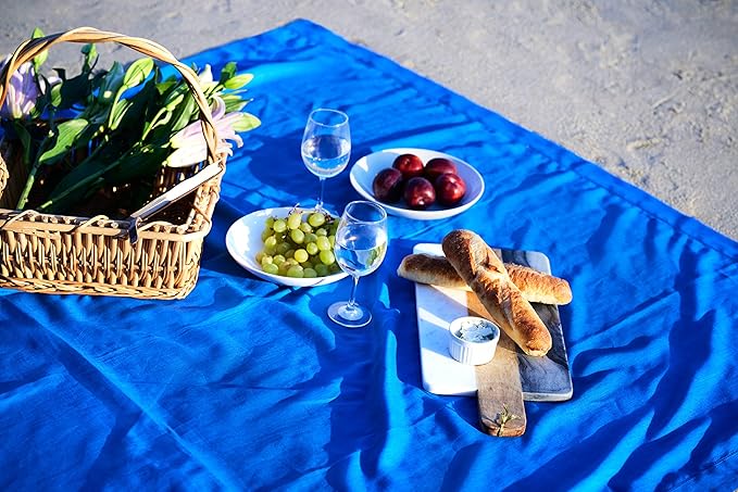 Solino Home Linen Royal Blue Table Runner 156 Inches Long - 100% Pure Linen Extra Long Table Runner 14 x 156 Inch - Classic Hemstitch
