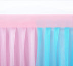 14ft Pink and Blue Table Skirt for Rectangle Tables or Round Tables Tulle Tutu Table Cloths for Gender Reveal Baby Shower Boy or Girl Birthday Party Wedding Dessert Buffet Banquet Table Decorations