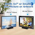 5 Pack Acrylic Magnetic Picture Frame 5x7, Clear Frame for Horizontal Vertical Tabletop Display, Black Photo Frame Magnets for Fridge