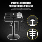 Multi Microphone Holder, Wired and Wireless Mic Holder for Stand, Hold Up to 7 Microphones, Aluminum, Black with stand
