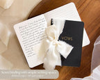 Black White Embossed Slim Vow Books w/Ribbon (Set of 2) - 5.625 x 4 Minimalist Pocket Sized Embossed Wedding Ceremony Vow Renewal Speech Notebook Journal