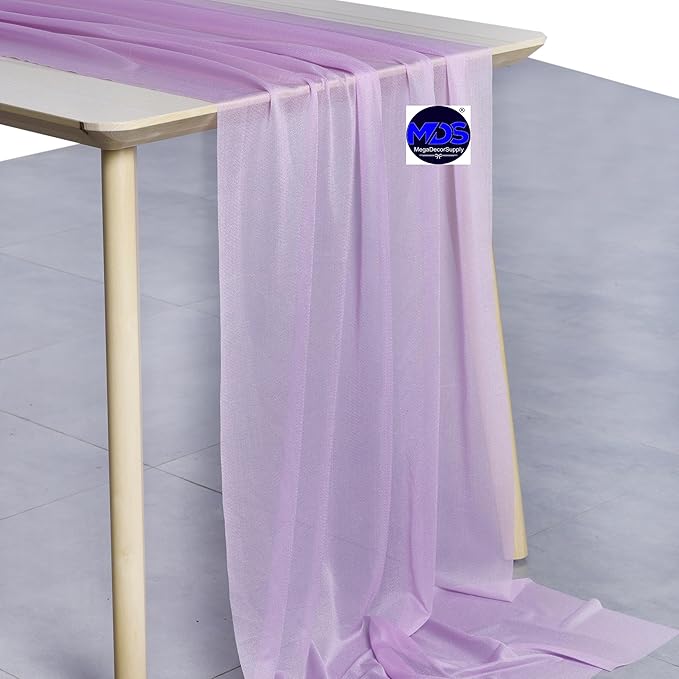 MDS 2 Pack 10ft Chiffon Table Runner 29 x 120 Inches Sheer Wedding Runner Romantic Rustic Table Runner for Wedding Decorations, Birthday Parties, Bridal Shower Party Arch Decor - Orchid