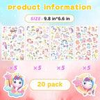 Cute Pink Unicorn Adhesive Stickers Rainbow Magical Star Unicorn Stickers 715 Count for Girls Toddlers Birthday Invitations Envelopes Decorations Party Goodie Gifts Bags Decor School Class Rewards