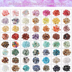 QUEFE 1800pcs 56 Colors Crystal Beads, Ring Making Kit, Gemstone Chip Beads Irregular Natural Stone with Jewelry Making Supplies for DIY Craft Bracelet Necklace Earrings, Craft Gifts