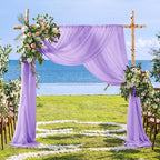 SiinvdaBZX 4 Panels Wedding Arch Draping Fabric 30" x 240" Lavender Purple Polyester Chiffon Multi-Occasion Decorative Drapery