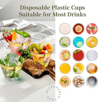 100Counts 9 OZ. Disposable Cups Old fashioned Party Tumblers, 9 Ounce Squat Cups Gold Rimmed Hard Plastic Party Wedding Cups with Gold Rim