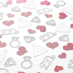 Zhanmai 240 Pieces Wedding Table Confetti, Glitter Rose Gold Heart Silver Diamond Ring I Do Scatter Party Table Decoration for Bridal Shower Engagement Bachelorette Party Decor