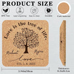 Custom Coasters Personalized Cork Coasters Bulk with Logo Wedding Personalized Cork Natural Wood Engraved Drink for Wedding Favors (Cork Coasters - Square)