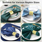 Polymer Material Reusable Napkin Band, Glue-Free Tear-Proof Water Resistant Oil-Proof Napkin Bands Set of 200(Front Gold Color and Back Silver), 6 Adjustable Sizes Napkin Rings
