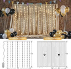 10×10ft Tulle Backdrop Curtains with Lights String - 300LED Fairy Lights Sheer Curtain Backdrop for Weddings Baby Shower and Birthday Party Decorations(4 Panels 5×10ft)