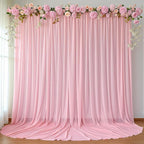 10ft x 10ft Peach Pink Backdrop Curtains, Wrinkle-Free Sheer Chiffon Fabric Photo Backdrop Drapes for Wedding Arch Party Ceremony Stage Photography Decorations