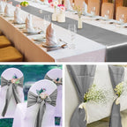 Aneco 16 Pack Satin Table Runner 12 x 108 Inch Silver Long Wedding Satin Silk Table Runner for Wedding Banquet Graduations Birthday Party Decoration
