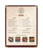 Goodsmart Restaurant Menu Covers – 25 Pack Burgundy 2-View, Top-Loading Menu Holders, Vinyl & Plastic Café Menu Covers, Clear Menu Sleeves, Fits 8.5" x 11", Leather-Style Design, Gold Corners