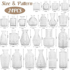 24Pcs Glass Bud Vase Set,Small Flower Vase for Tables Centerpieces Decor, Mini Vintage Clear Vase for Home,Wedding,Party Decorations（24 Pcs，Clear）