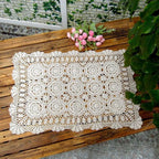 Cotton Handmade Crochet lace Table Runners Rectangular Tablecloth Doilies Doily Table Dresser Scarf Décor,19x23Inch,White