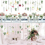 Hoteam 51 Pcs DIY Flower Garland Artificial Hanging Wildflower Backdrop Set Fake Rose Eucalyptus Daisy Poppy Wild Flower Decor for Wedding Party Birthday Home Garden (White,Champagne,Pink)