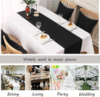 DUALIFE Jet Black Table Runner 14x72 inch Solid Color Thick Polyester Decorative Cloth Handcrafted for Wedding Party Birthday Graduations Banquet,Restaurant & Outdoors 2 Pieces