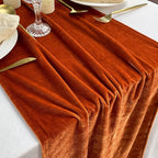 Luxurious Velvet Table Runner, 10ft Wedding Reception Decorations, 20x120inch Soft Velvet Fabric, Table Linen Overlay, Wedding Table Runners (Terracotta, 20X120inch)