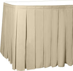 Ultimate Textile Pleat Polyester Fabric Table Skirt - Machine Washable Flame Resistant with Clips for Events, Weddings & Trade Shows, Cut & Sewn in Paterson, NJ - Tan, 14' Box Pleat