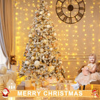 JMEXSUSS 300 LED Remote Control Christmas Curtain Lights, Plug in Fairy Curtain Lights Outdoor, Window Wall Hanging String Lights for Bedroom Backdrop Wedding Party Indoor Patio Xmas Decor, Warm White