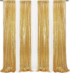 Poise3EHome Gold Sequin Backdrop Curtain 2 Panels 2ft x 8ft Gold Sequin Backdrop for Party Decoration