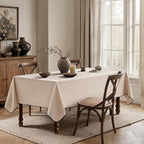 MIULEE Ivory-Black Linen Tablecloth 60x84 Inch Rectangle Table Cloth Waterproof,Stain Resistant & Wrinkle Resistant for Dining Party Wedding