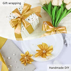 NESCCI 60 Yards Ribbon,1-1/2 Inch Gold Satin Ribbon,Single Face Satin Ribbons,Perfect for Gift Wrapping,Wedding Decoration,Handmade Bows,Wrapping Bouquet and More