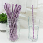 YAOSHENG Premium Disposable Waves Striped Drinking Paper Straws, Pack 100 Purple Waves Paper Straws for Cocktail Party Supplies,Birthday,Bridal/Baby Shower,Juice,Shakes (Purple Waves)