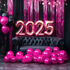 PartyWoo Hot Pink Foil Fringe Curtain Red Rose Streamers 3pcs 8.2ft Magenta Tinsel Backdrop Dark Pink Curtains for Birthday Barbie Theme Galentines Bachelorette Tequila Sunrise Party Decorations