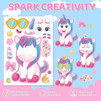 Aowplc 30 Sheets Make a Unicorn Stickers for Kids Party Favors, Birthday Decorations & Craft Activities